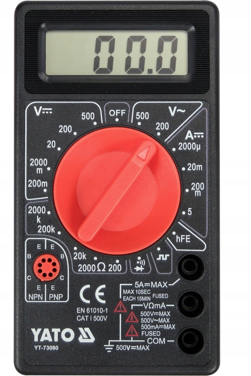 YATO MULTIMETR RĘCZNY CYFROWY MIERNIK BUZER Z WYŚWIETLACZEM LCD YT-73080