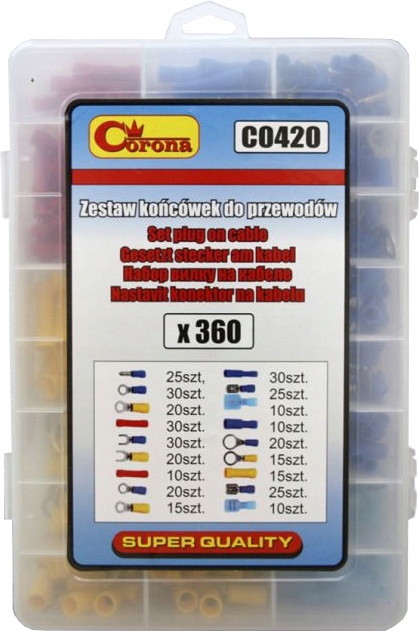 KOŃCÓWKI DO PRZEWODÓW 360SZT MIX. CORONA C0420