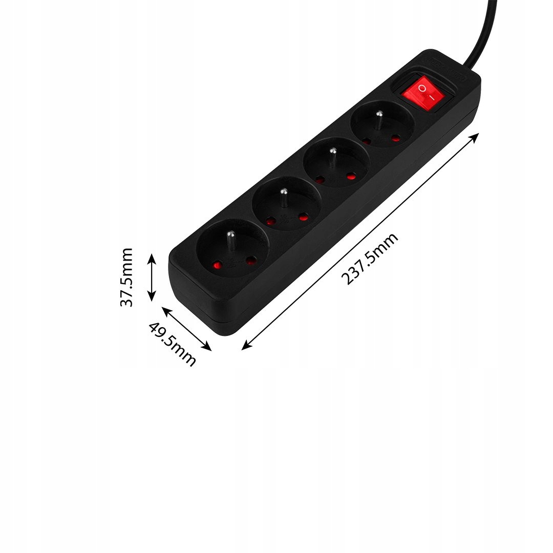 NEO PRZEDŁUŻACZ LISTWA ZASILAJĄCA 3M 3x1.5mm2 4 GNIAZDA WYŁĄCZNIKIEM 90-185