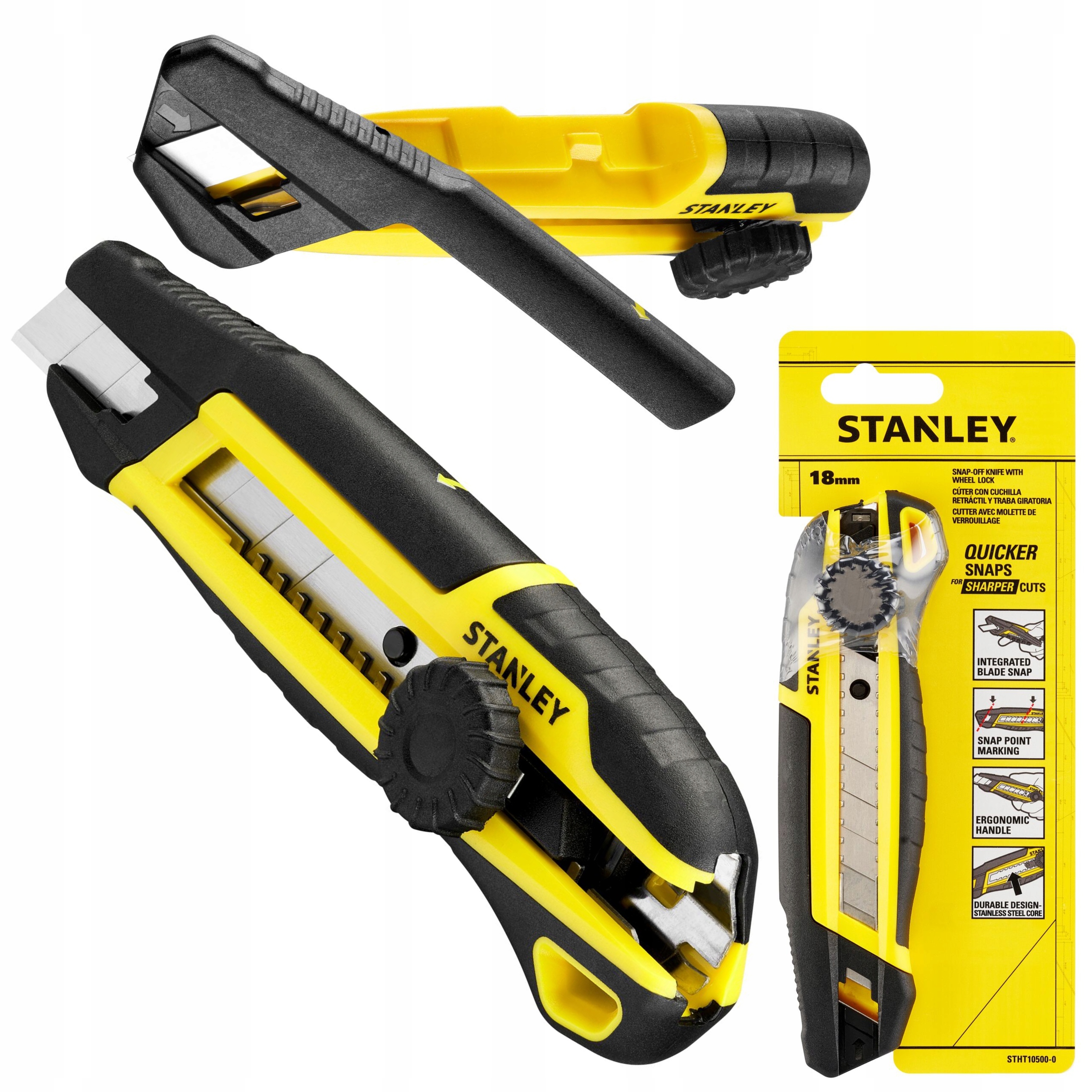 STANLEY NÓŻ ZINTEGROWANY SYSTEMEM ŁAMANIA OSTRZA BLOKADA ŚRUBOWA 18MM 10500