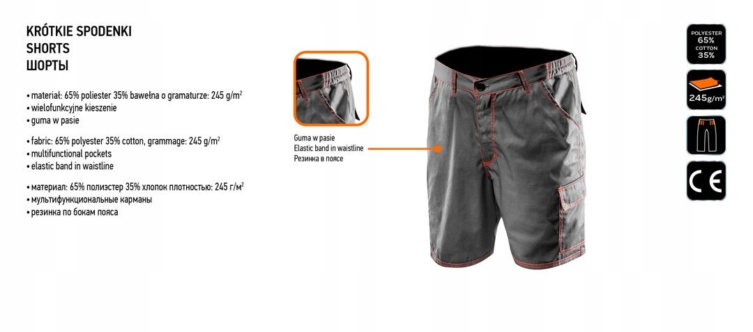 NEO KRÓTKIE SPODENKI BASIC DO PASA SPODNIE KIESZENIE 81-440 ROZMIAR XXL/60