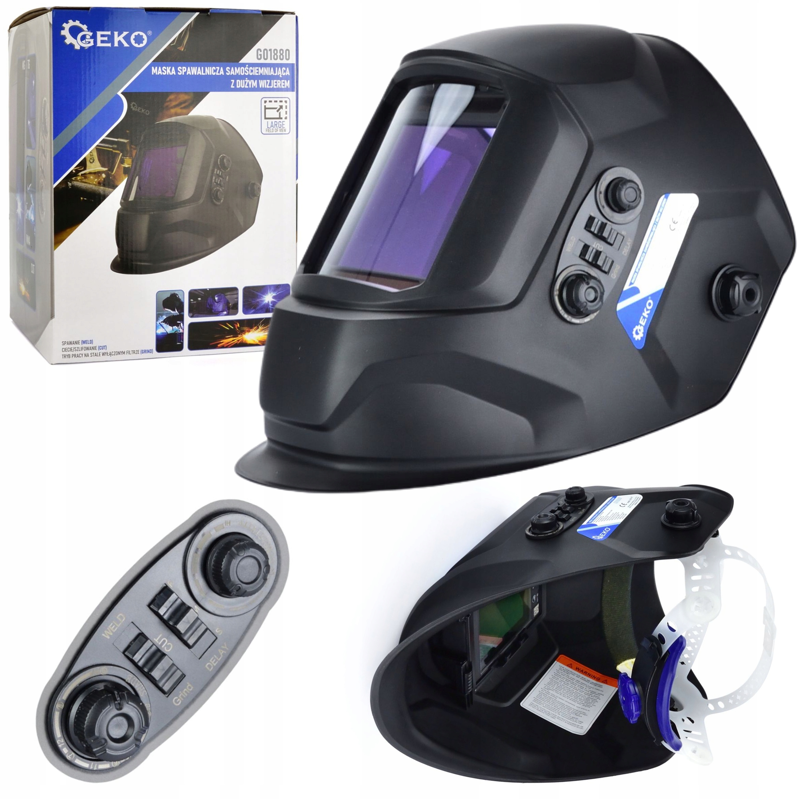 MASKA PRZYŁBICA SAMOŚCIEMNIAJĄCA DUŻY WIZJER FILTR