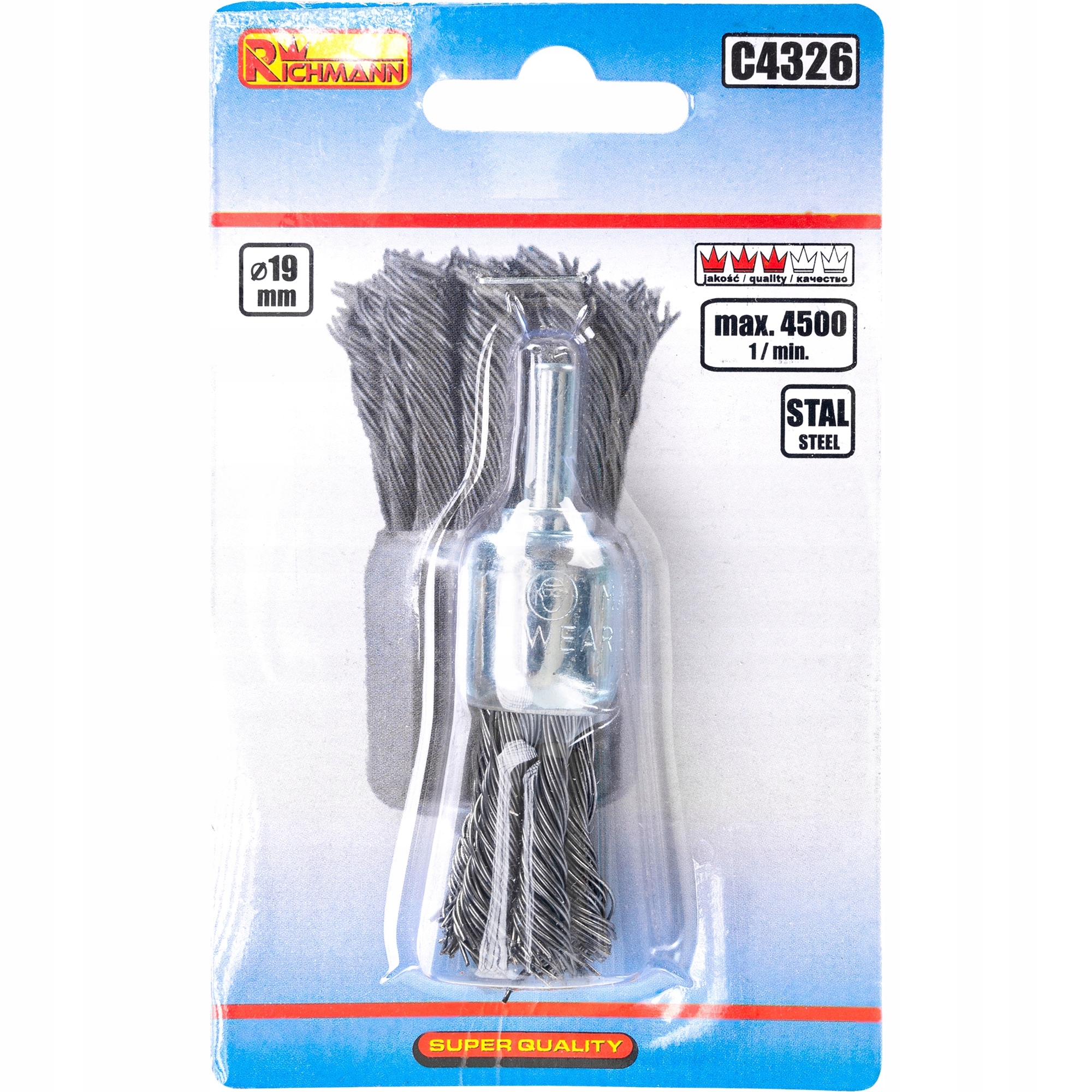 RICHMANN STALOWA SZCZOTKA DRUCIANA DO WIERTARKI PĘDZELKOWA 19 MM C4326