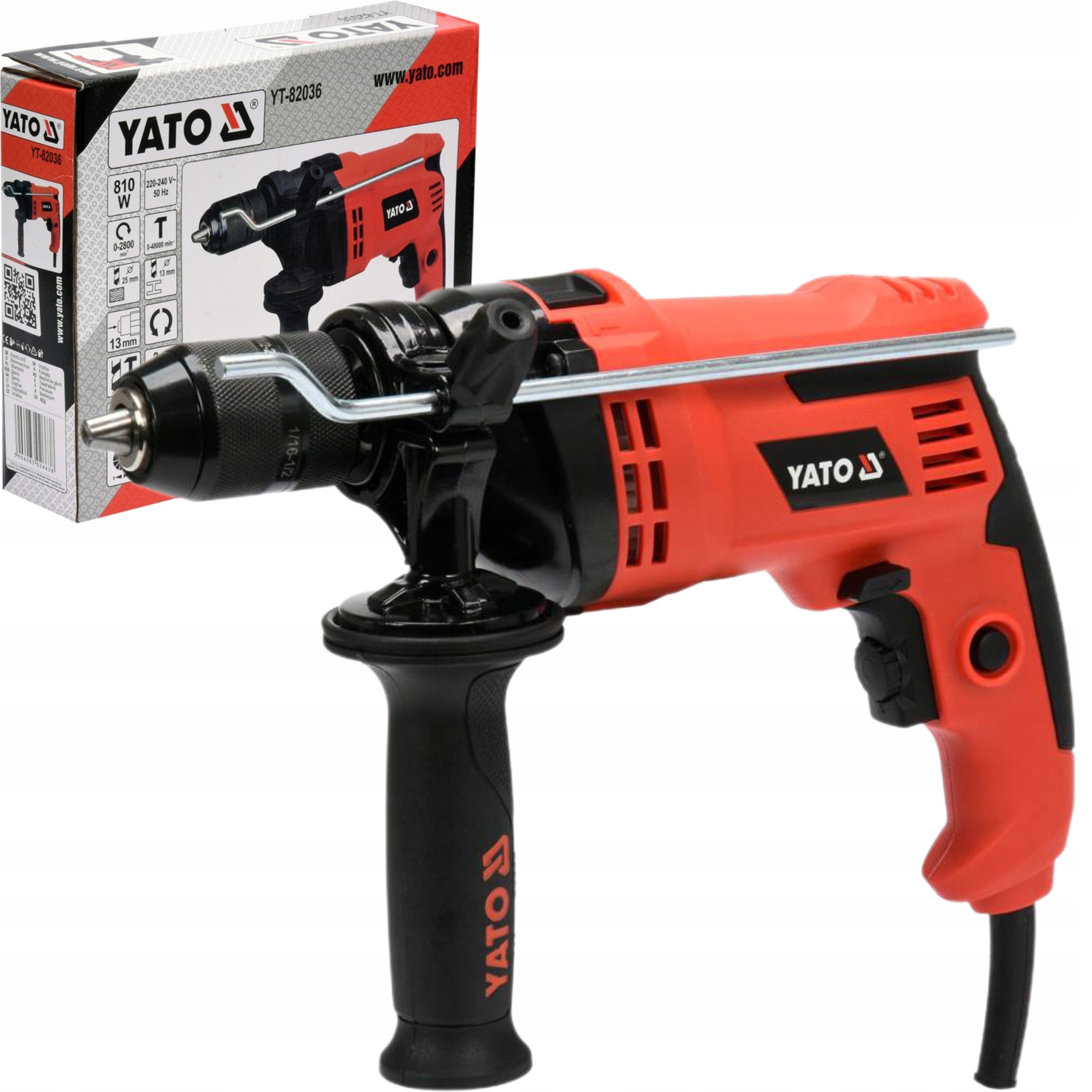 YATO YT-82036 WIERTARKA UDAROWA 850W SAMOZACISKOWA 13mm Z REGULACJĄ OBROTÓW