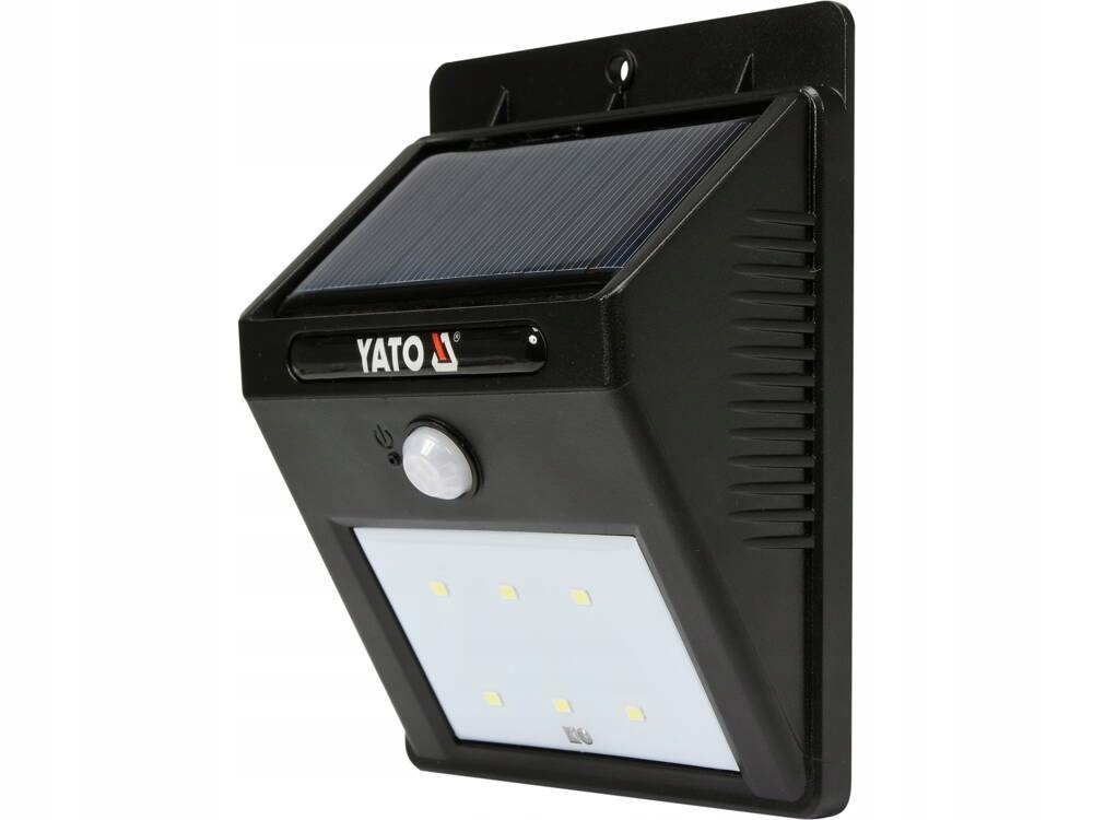 YATO LAMPA ŚCIENNA SOLARNA Z CZUJNIKIEM RUCHU 6 SMD LED 120lm IP65 YT-81856