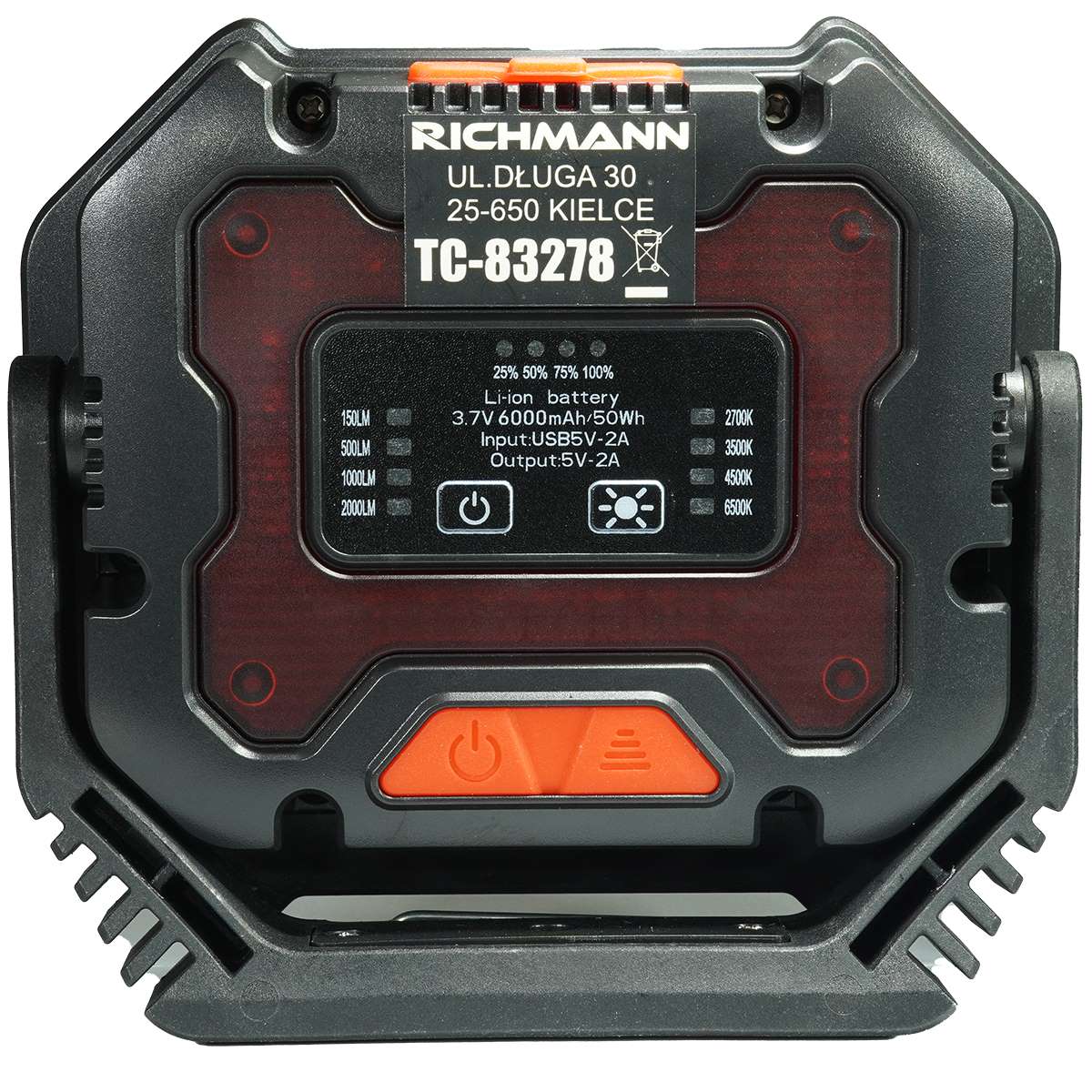RICHMANN LAMPA HALOGENOWA AKUMULATOR PRZENOŚNA 20W LED 2200LM 6000MAH C5938
