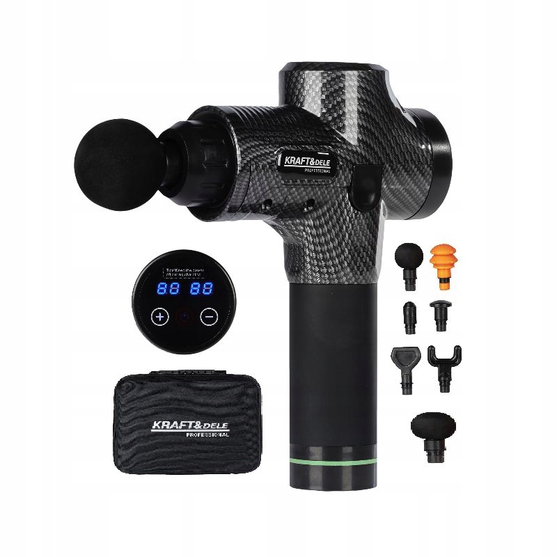 PISTOLET DO MASAŻU MASAŻER DO PLECÓW CIAŁA 250W 7 GŁOWIC 20 PRĘDKOŚCI Etui