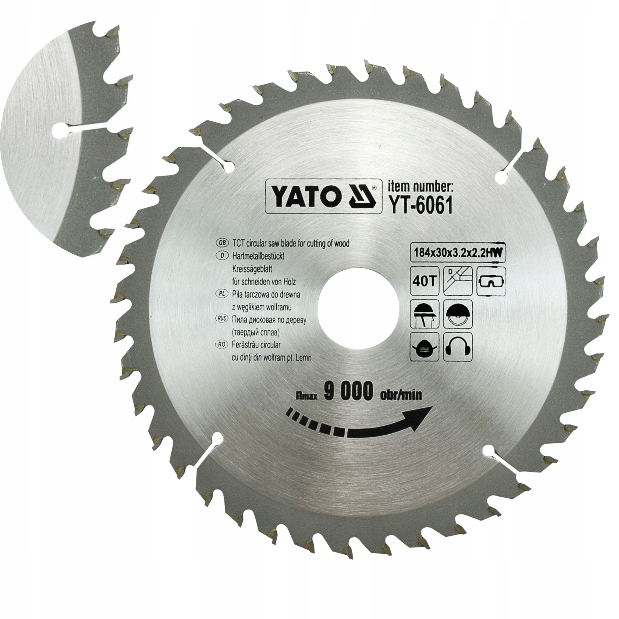 TARCZA DO CIĘCIA DREWNA WIDIOWA 184X30MM 40T YATO