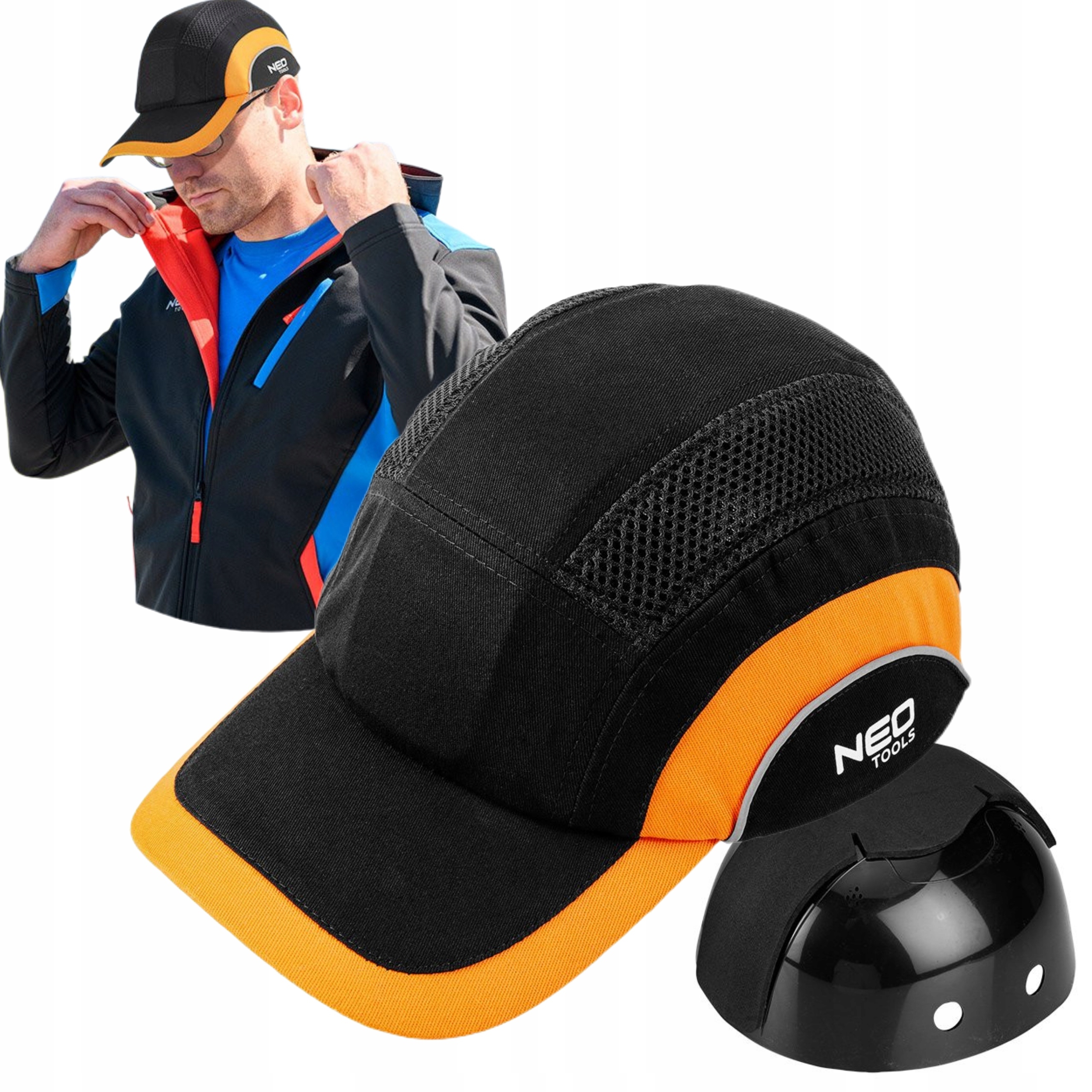 NEO CZAPKA Z DASZKIEM ZE WZMOCNIENIEM CZARNO-POMARAŃCZOWA WENTYLACJA 97-592