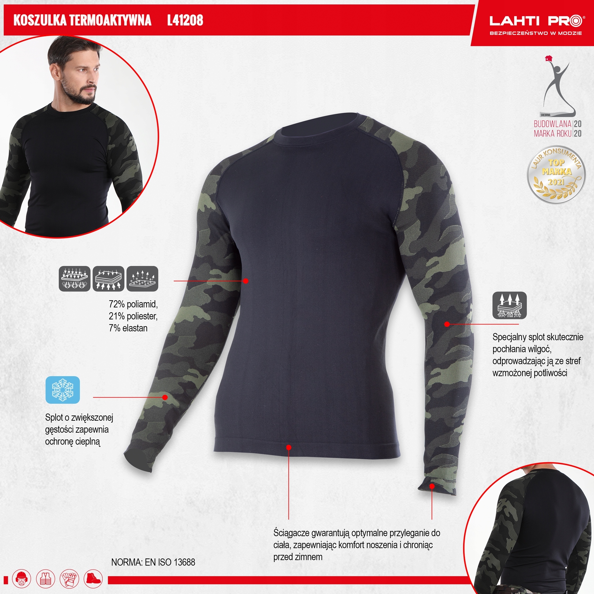 LAHTI PRO KOSZULKA TERMOAKTYWNABIELIZNA L4120803 MORO SURVIVAL r. L/XL