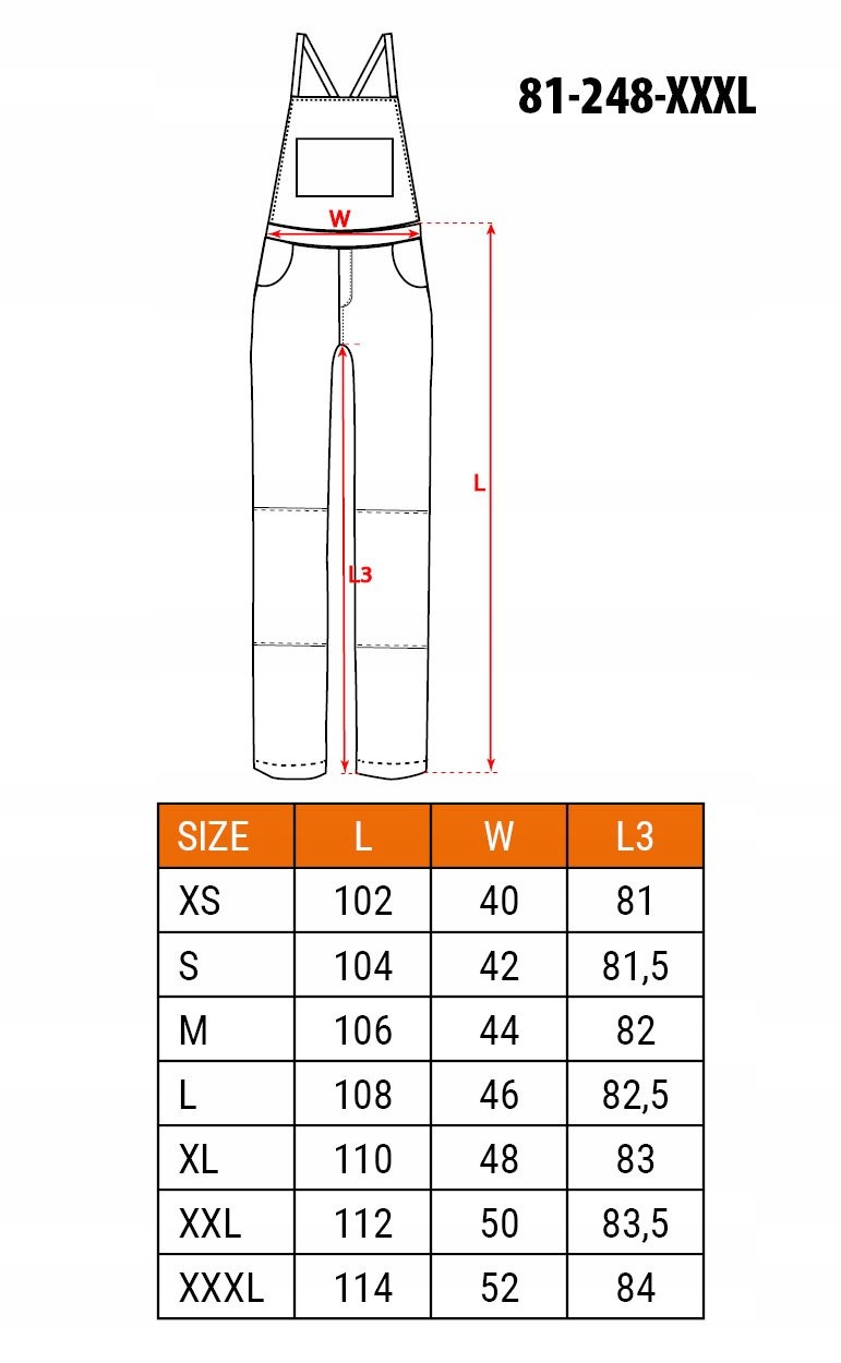 NEO SPODNIE OGRODNICZKI ROBOCZE HD SLIM NA SZELKACH OXFORD 81-248 L/52