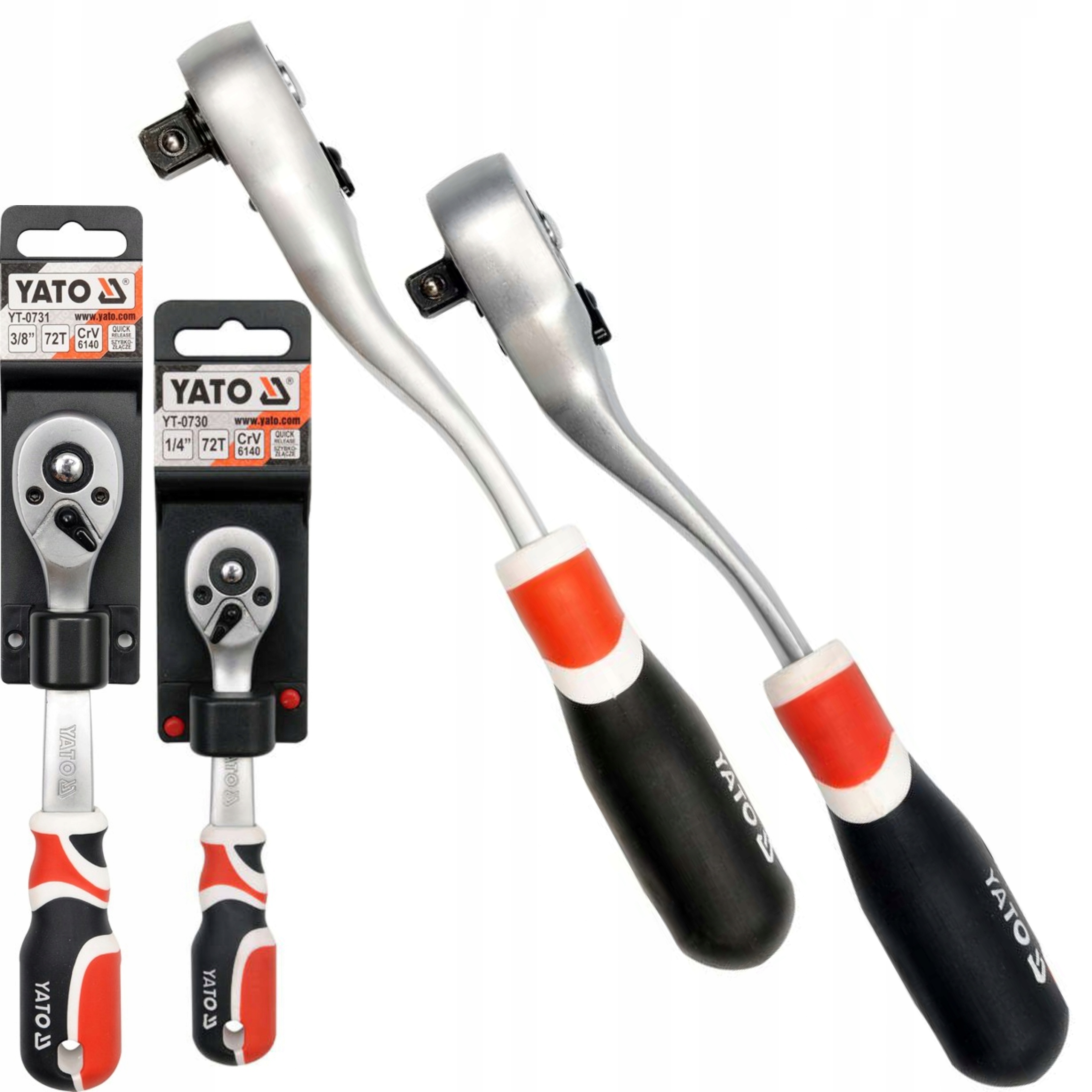 YATO ZESTAW 2 SZTUKI GRZECHOTKI WYGIĘTE 3/8" i 1/4" YT-0730 + YT-0731
