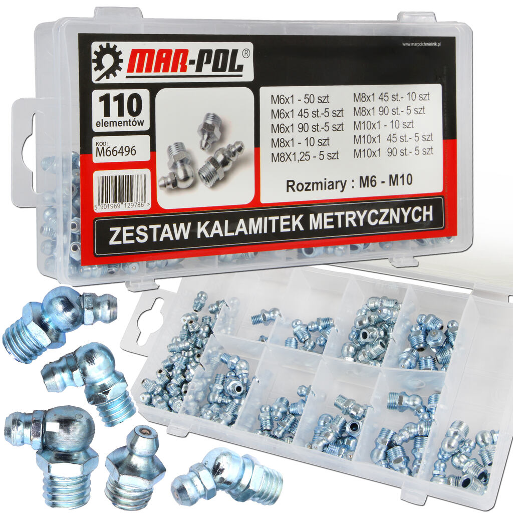 MAR-POL ZESTAW KALAMITEK METRYCZNYCH 110 SZTUK M6-M10 ORGANIZER M66496