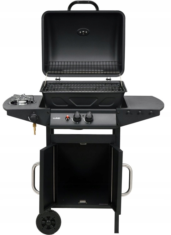 LUND GRILL GAZOWY OGRODOWY 2+1 8 KW PALNIK BOCZNY STALOWY RUSZT 99645