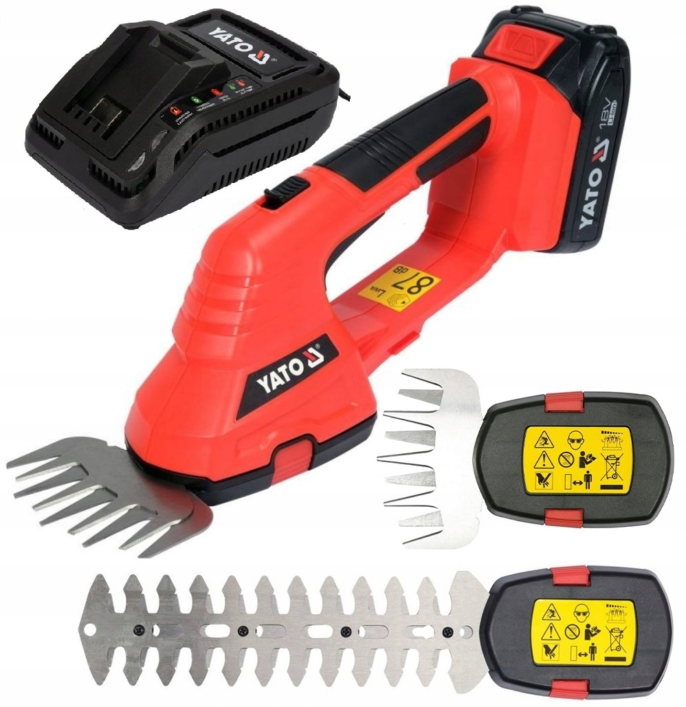 NOŻYCE ELEKTRYCZNE AKUMULATOROWE DO TRAWY KRZEWÓW ŻYWOPŁOTU YATO 18V