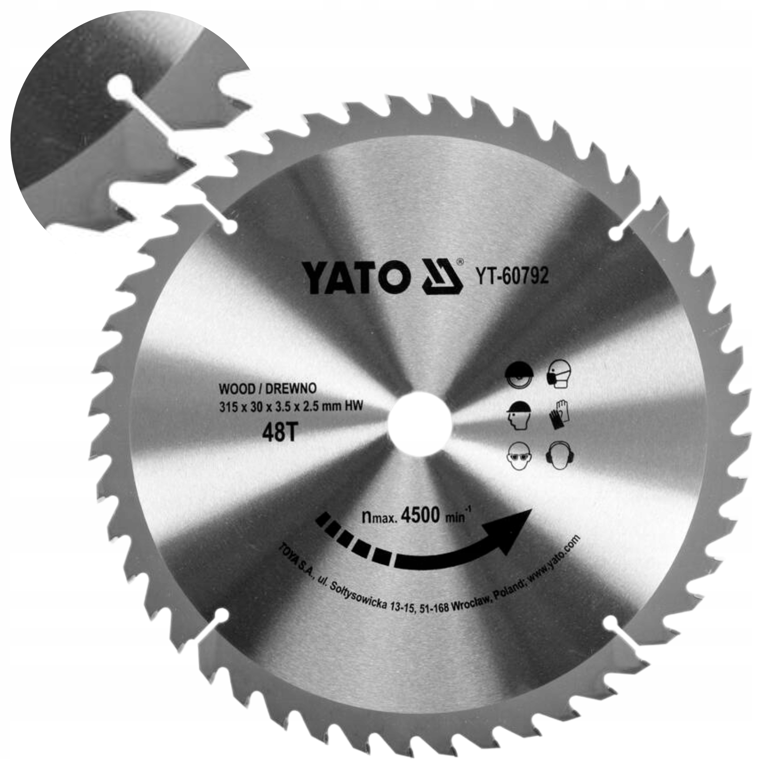 YATO TARCZA WIDIOWA DO DREWNA 315X48TX30 YT-60792 PIŁA TARCZOWA