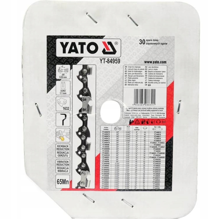 YATO ŁAŃCUCH TNĄCY 3/8 1632 OGNIWA 0.043 NA BĘBNIE