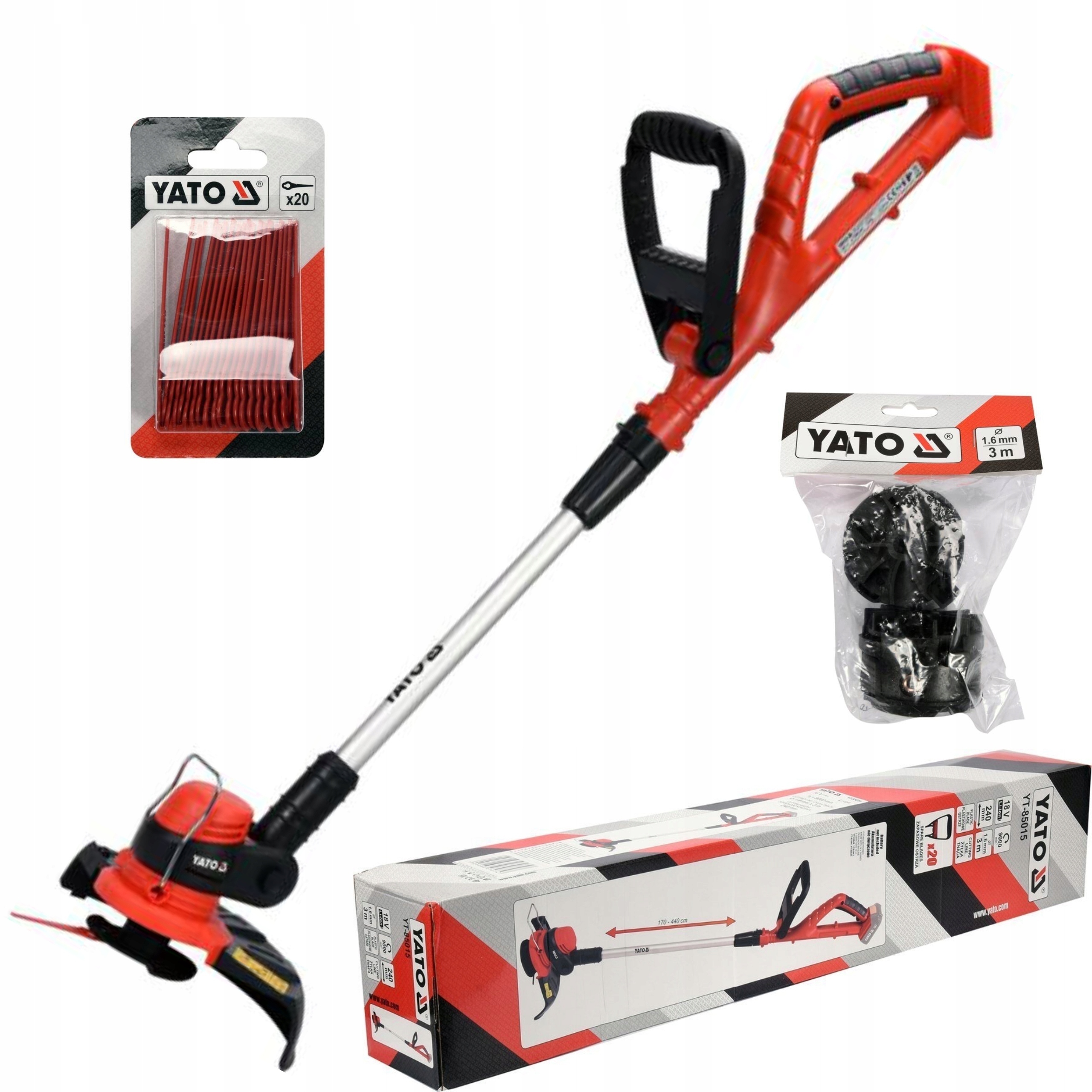 YATO PODKASZARKA AKUMULATOROWA KOSA DO TRAWY 18V 2w1 GŁOWICA Z NOŻAMI+ŻYŁKA