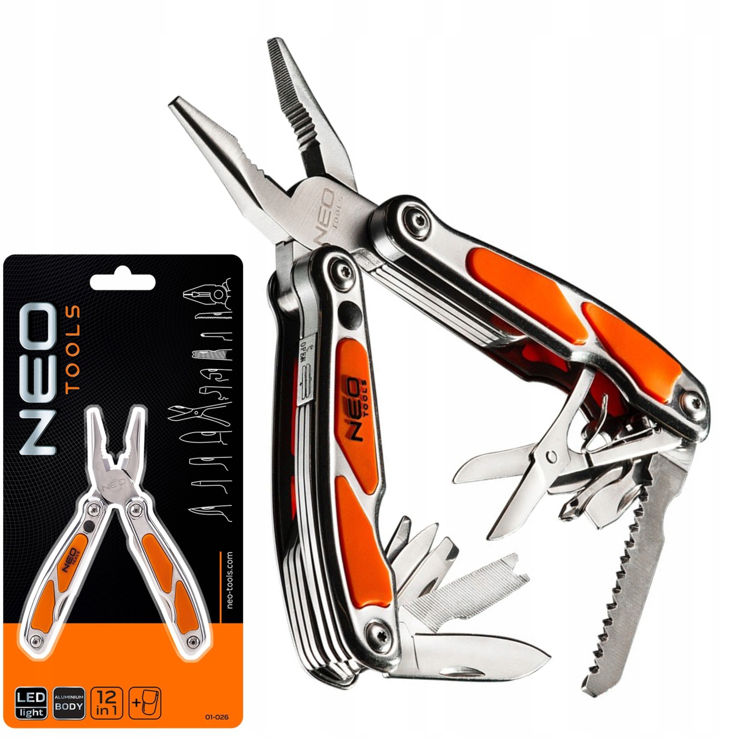 NEO NARZEDZIE WIELOFUNKCYJNE MULTITOOL Z LED 12 SZTUK 01-026 NEO
