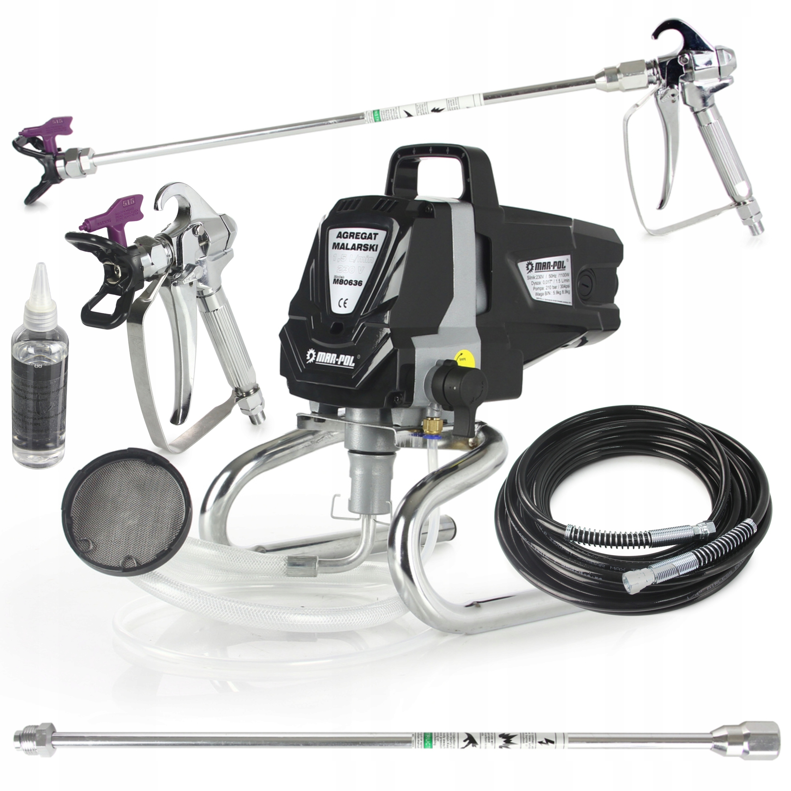 AGREGAT MALARSKI PISTOLET HYDRODYNAMICZNY POMPA 220 BAR DYSZA PRZEDŁUŻKA