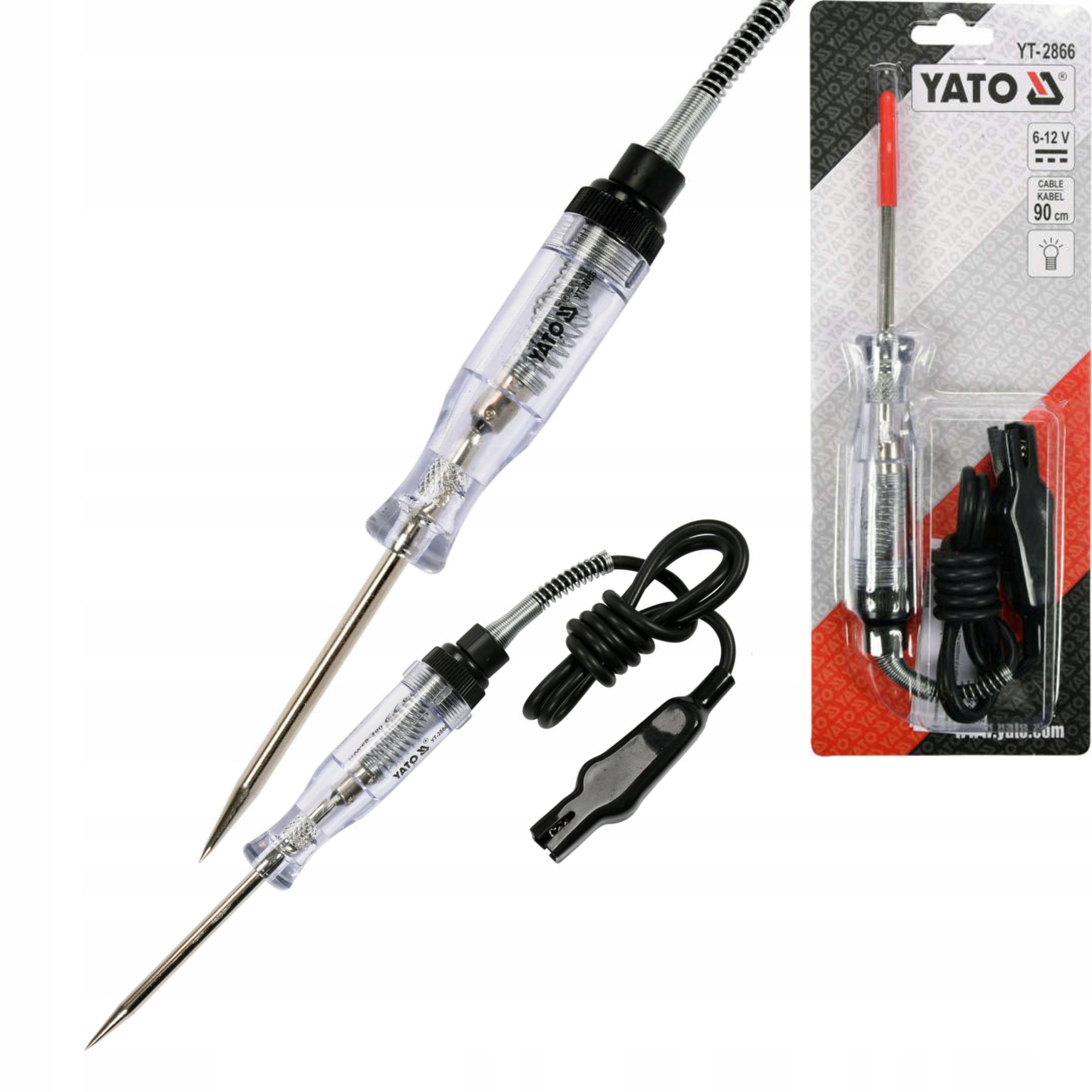 YATO SAMOCHODOWY PRÓBNIK NAPIĘCIA 6-12V KABEL 90CM DIODA LED YT-2866