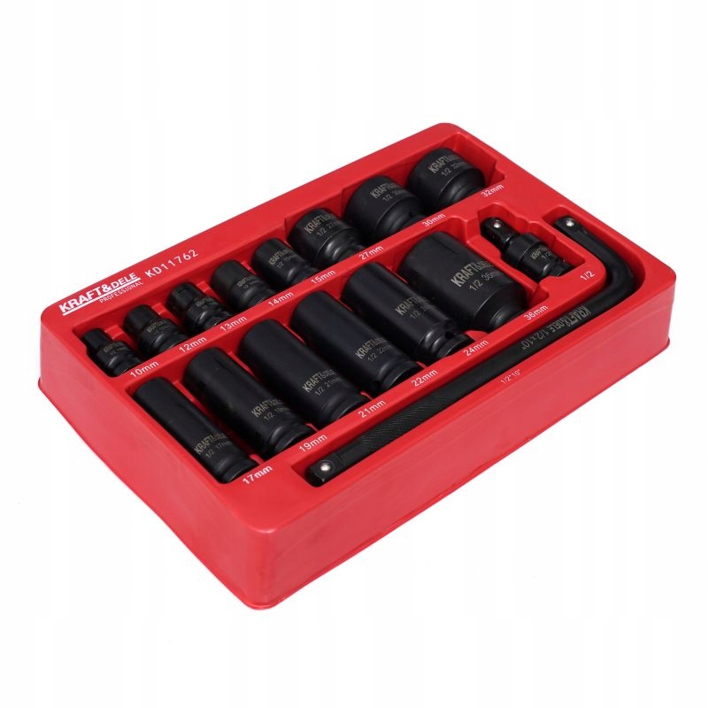ZESTAW NASADEK NASADKI UDAROWE 1/2" 6 KĄTNE 16 szt. KRAFT&DELE KD11762