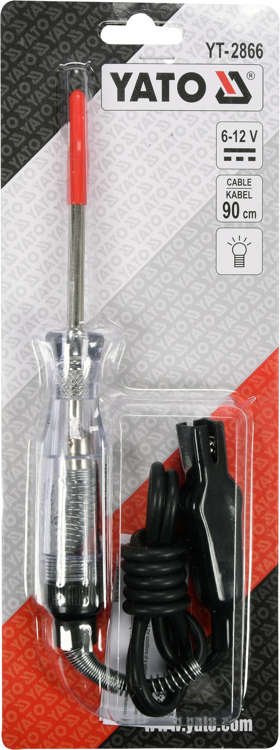 YATO SAMOCHODOWY PRÓBNIK NAPIĘCIA 6-12V KABEL 90CM DIODA LED YT-2866