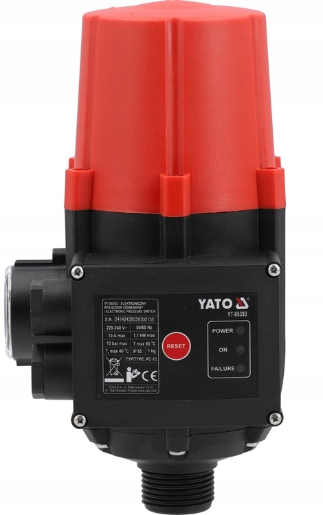 YATO ELEKTRONICZNY WYŁĄCZNIK CIŚNIENIOWY DO POMP PC-13 1100W 10 BAR YT85393