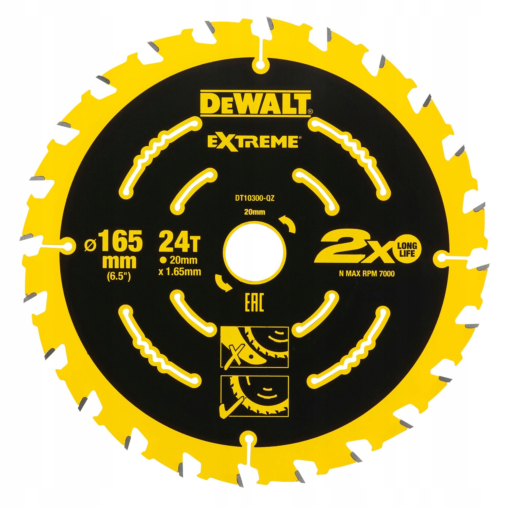 TARCZA DO DREWNA 165mm 24z DeWALT EXTREME DT10300