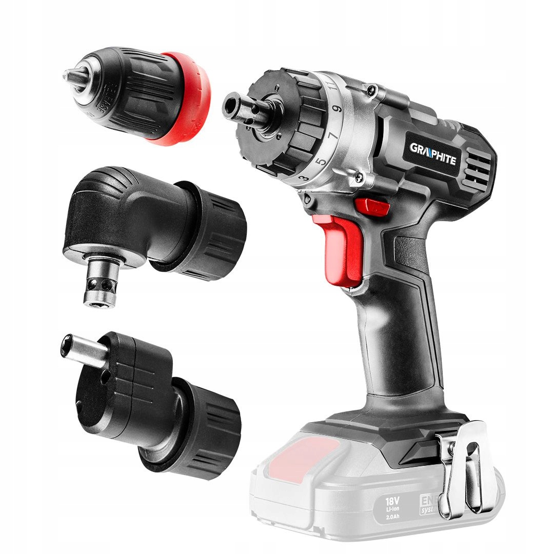 GRAPHITE WKRĘTARKA 18V HEX 1/4' +3 ADAPTERY 58G022