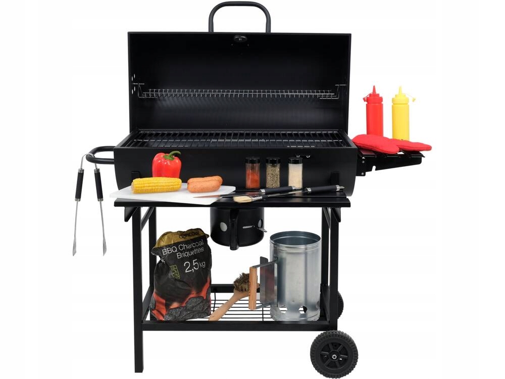 LUND GRILL WĘGLOWY BECZKA POKRYWA POPIELNIK OGRODOWY DUŻY 71X35CM DUŻY 9990