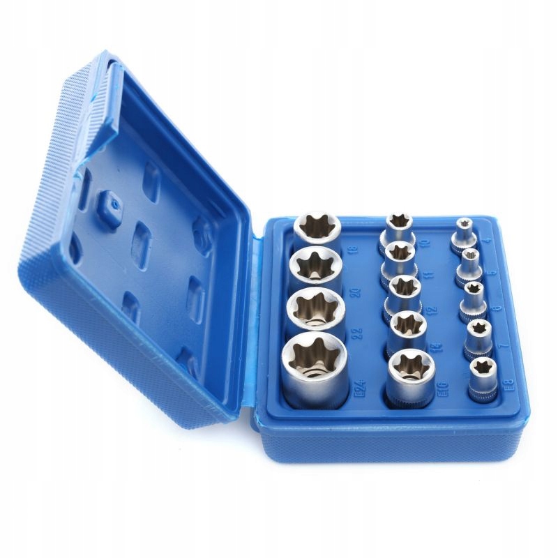 ZESTAW KLUCZY KLUCZE NASADOWE TORX E4-E24 NASADKI TORX WALIZKA 14EL KD10335