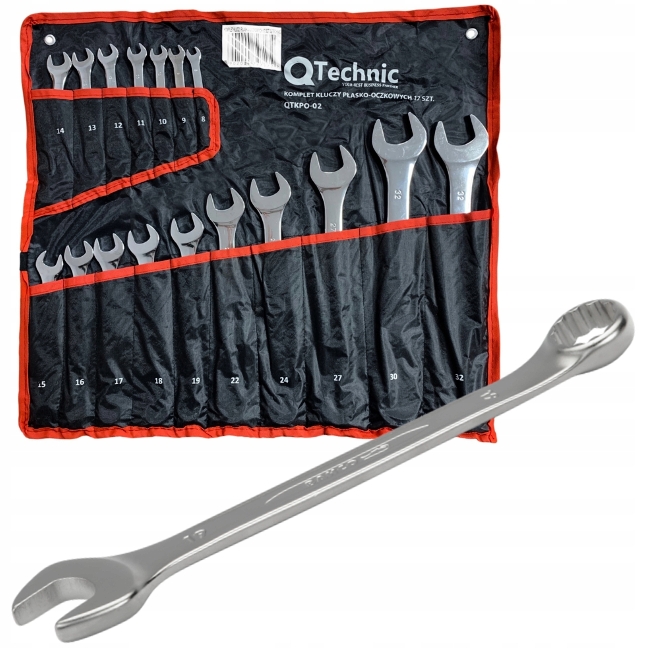 SCHMITH KLUCZE PŁASKO-OCZKOWE KUTE STALOWE ZESTAW 6-32MM 17EL QTKPO-02