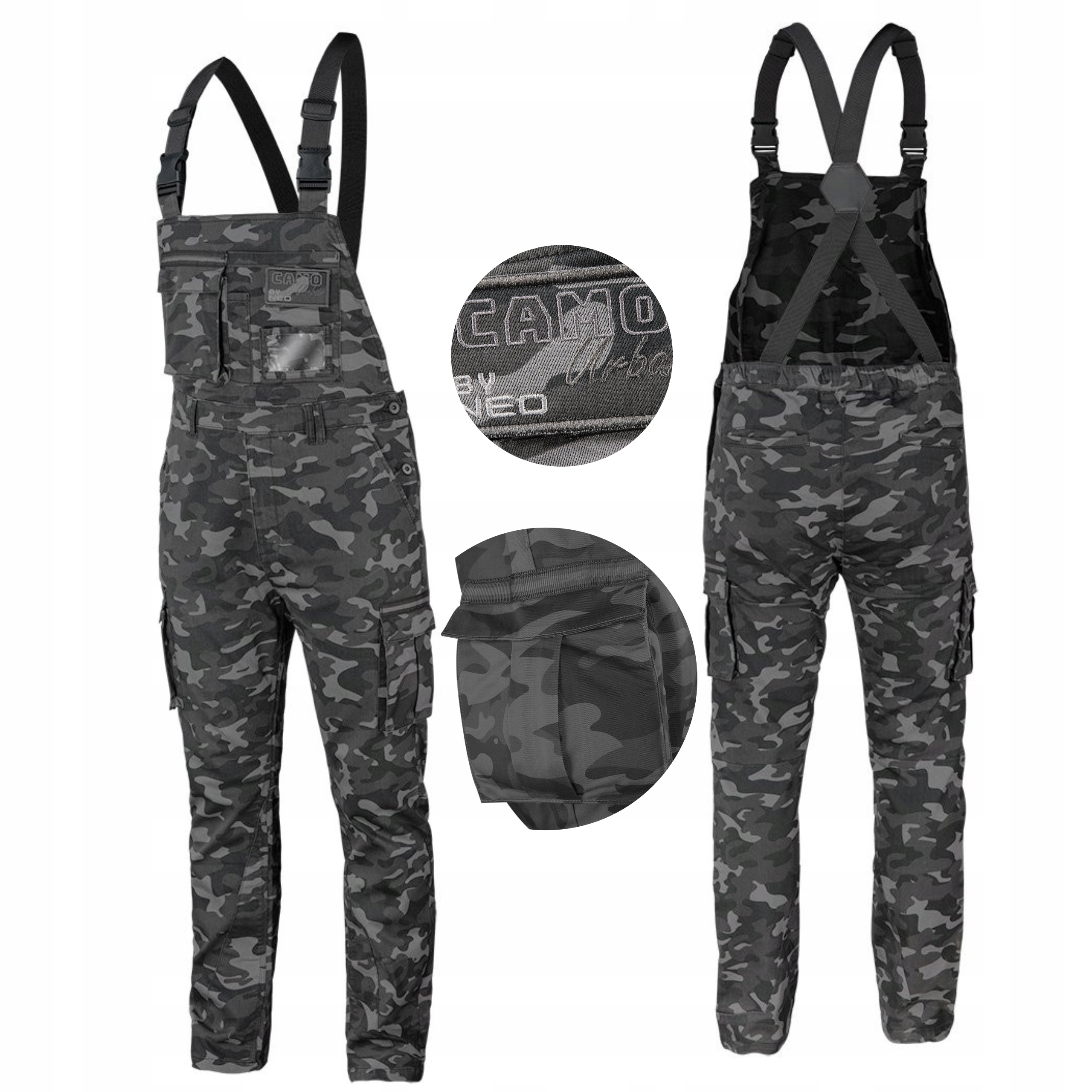 NEO SPODNIE OGRODNICZKI ROBOCZE DO PASA CAMO URBAN SURVIVAL 81-252 XS/46