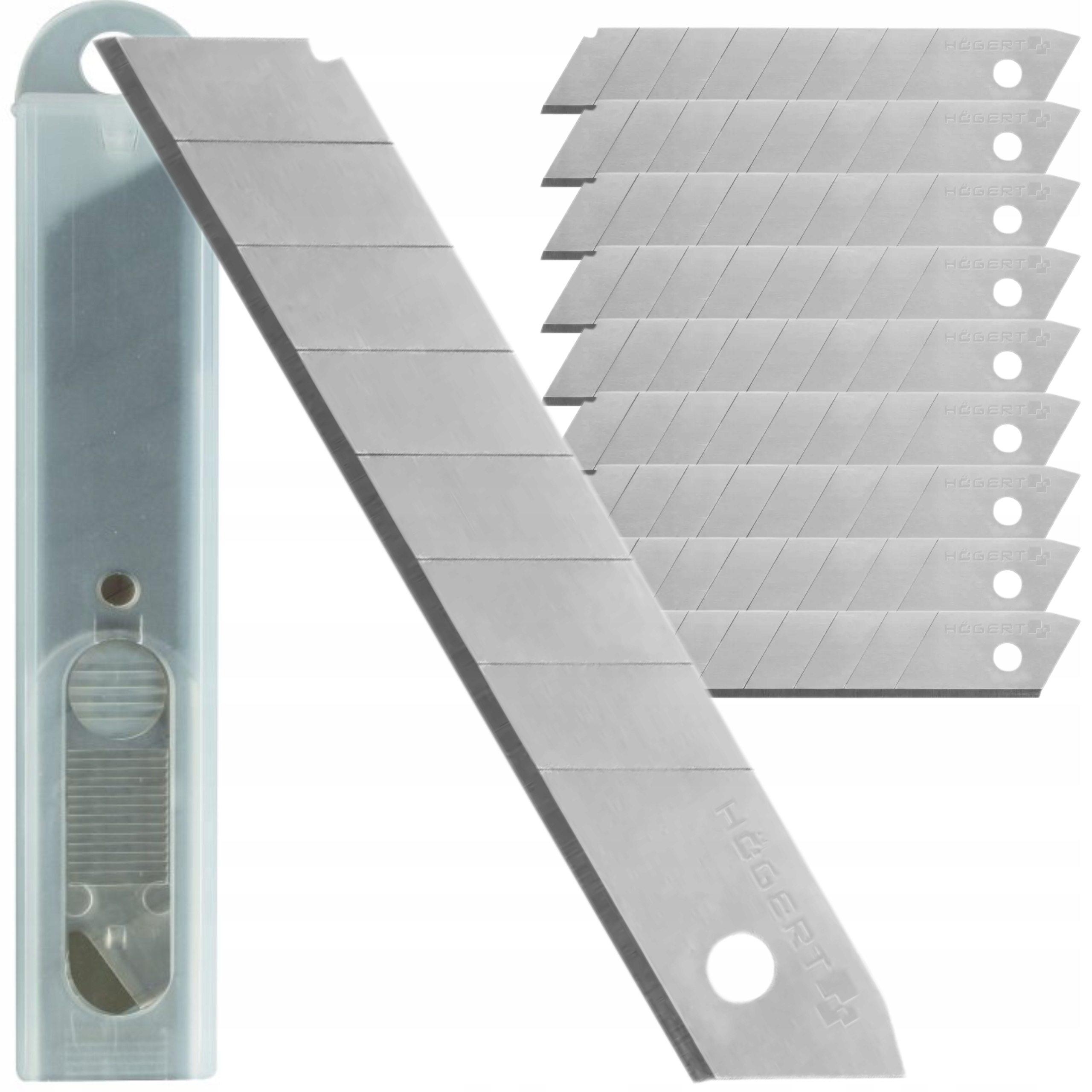 HOGERT OSTRZA ŁAMANE WYMIENNE 18MM 10SZT. W BLISTRZE STAL SK5 HT4C662