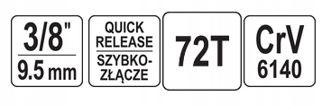 YATO ZESTAW 2 SZTUKI GRZECHOTKI WYGIĘTE 3/8" i 1/4" YT-0730 + YT-0731