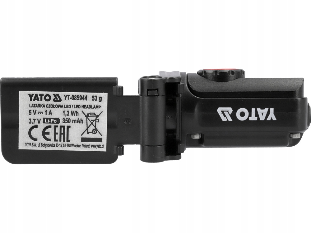 YATO LATARKA CZOŁOWA AKUMU LED 5W 500lm 6 TRYBÓW ŚWIECENIA CZOŁÓWKA 085944