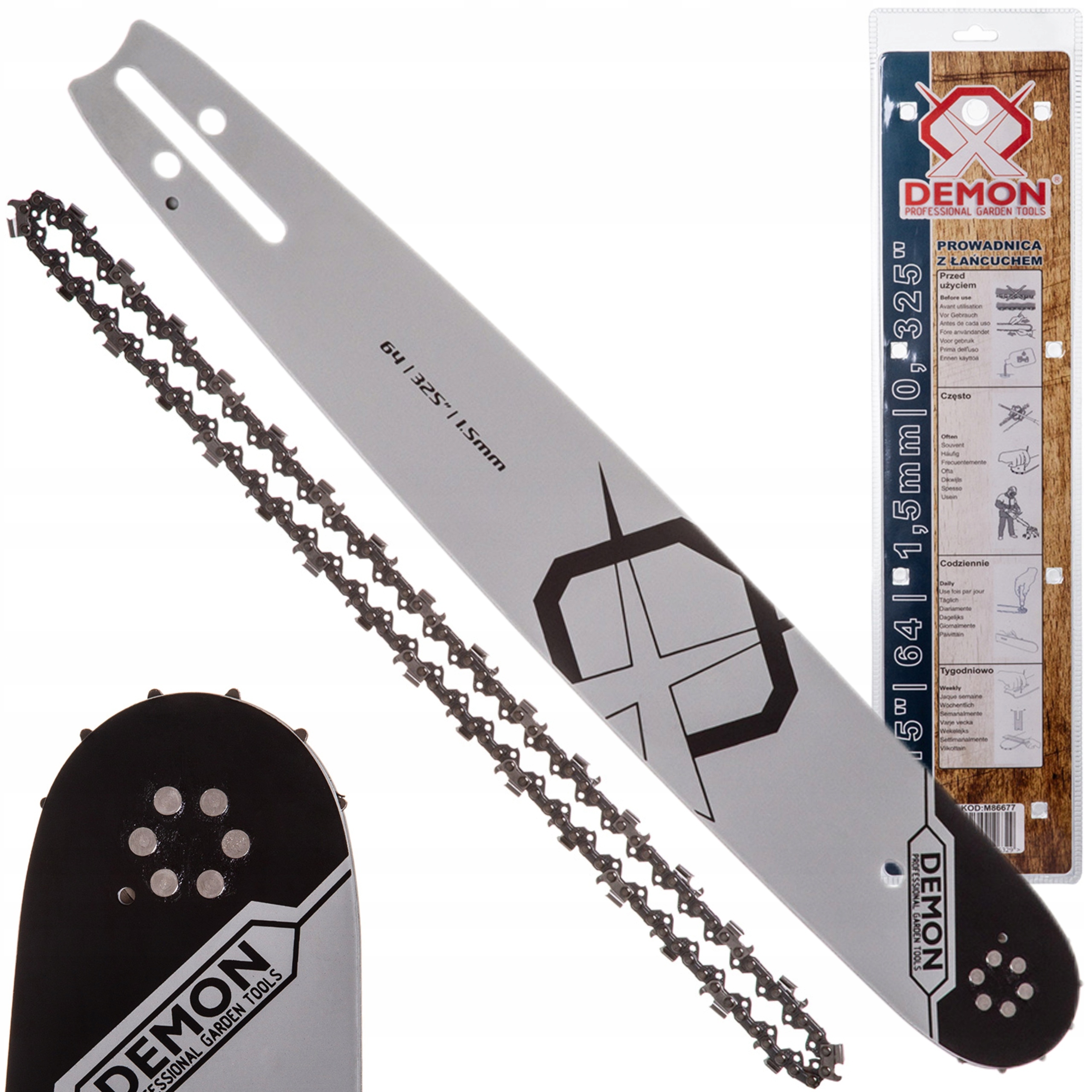 PROWADNICA Z ŁAŃCUCHEM DEMON DO PILARKI 15" 64 1,5mm 0,325" DEMON M86677