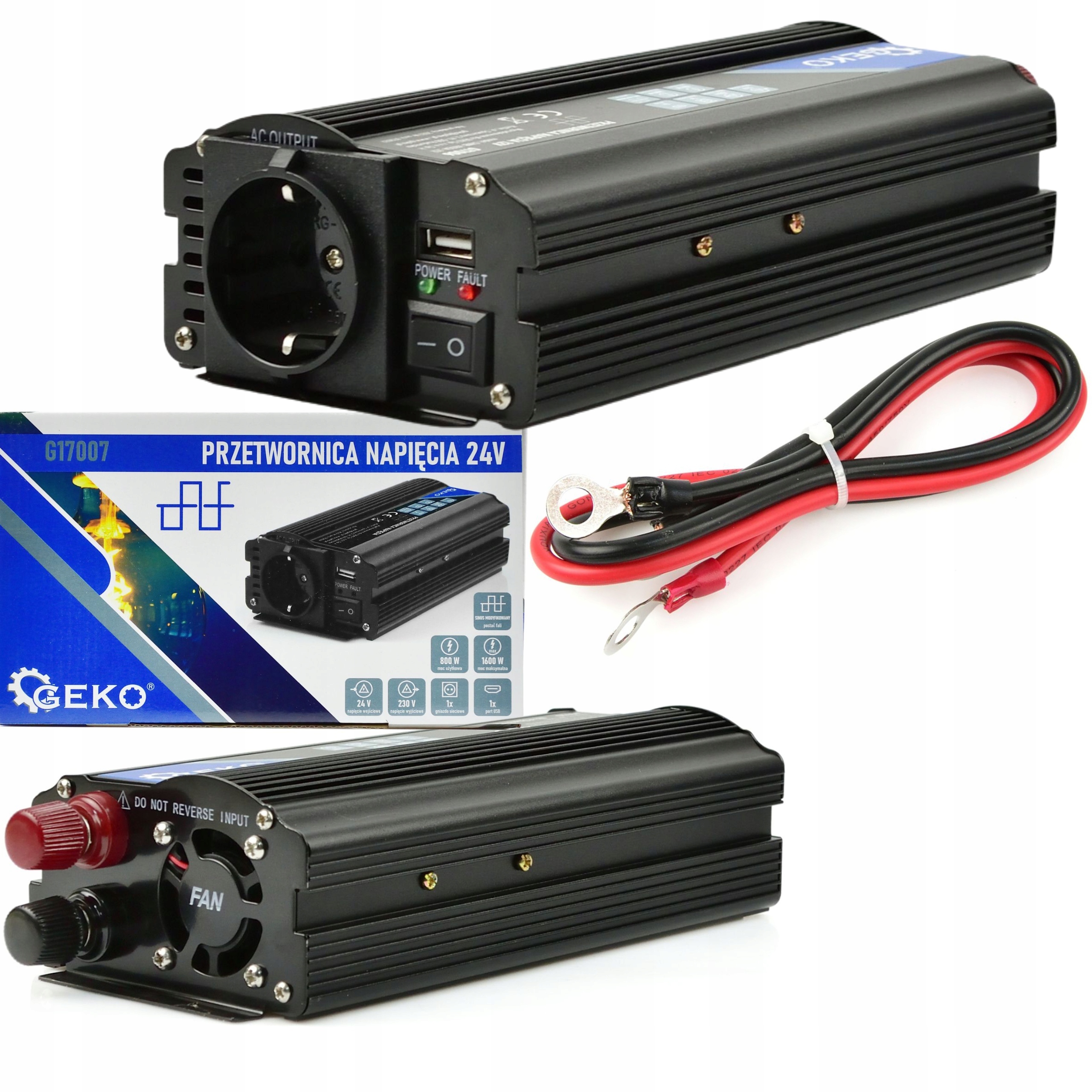 PRZETWORNICA SAMOCHODOWA NAPIĘCIA 24V 230V 1600W