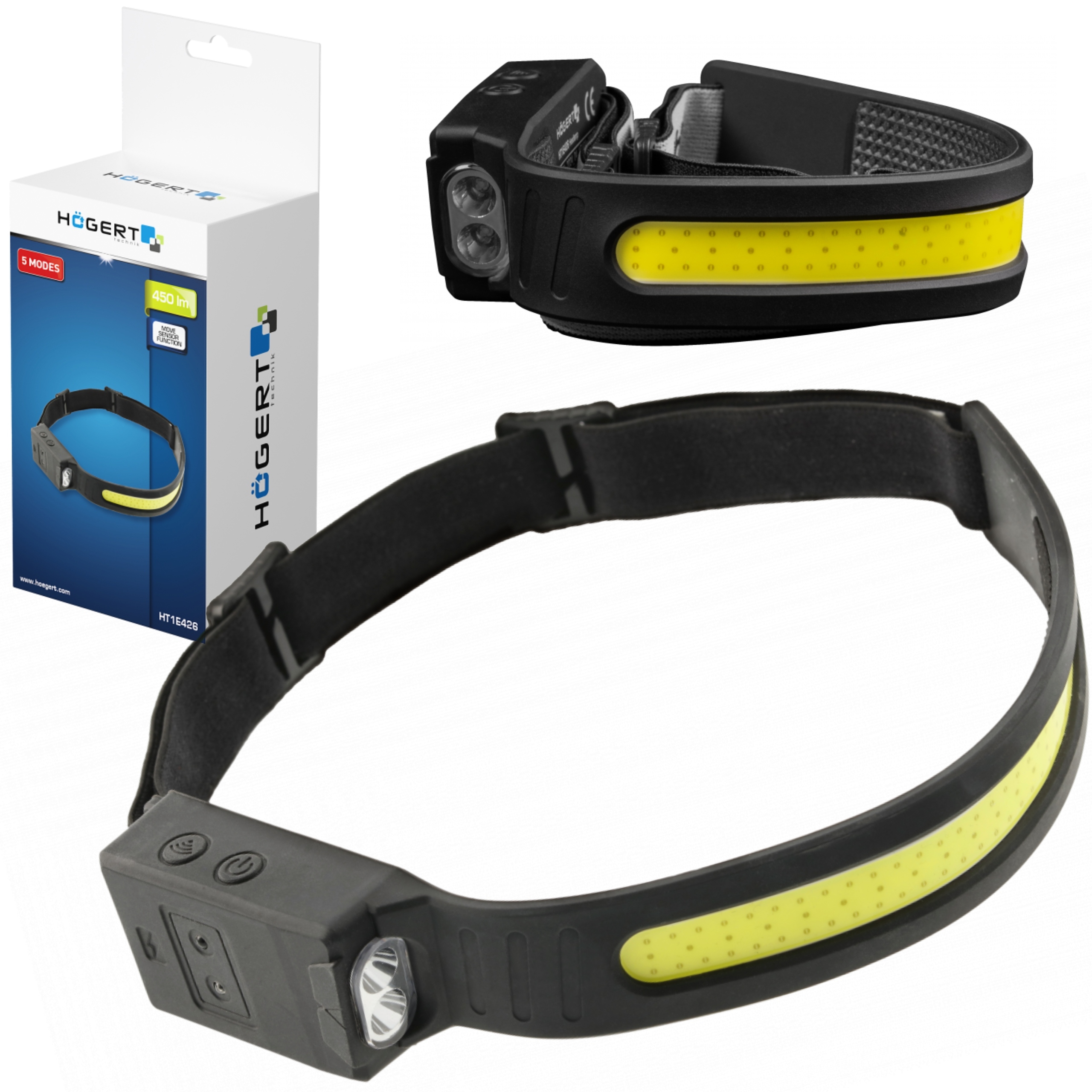 HOEGERT LATARKA CZOŁOWA LED COB USB 5TRYBÓW CZOŁÓWKA CZUJNIK RUCHU HT1E426