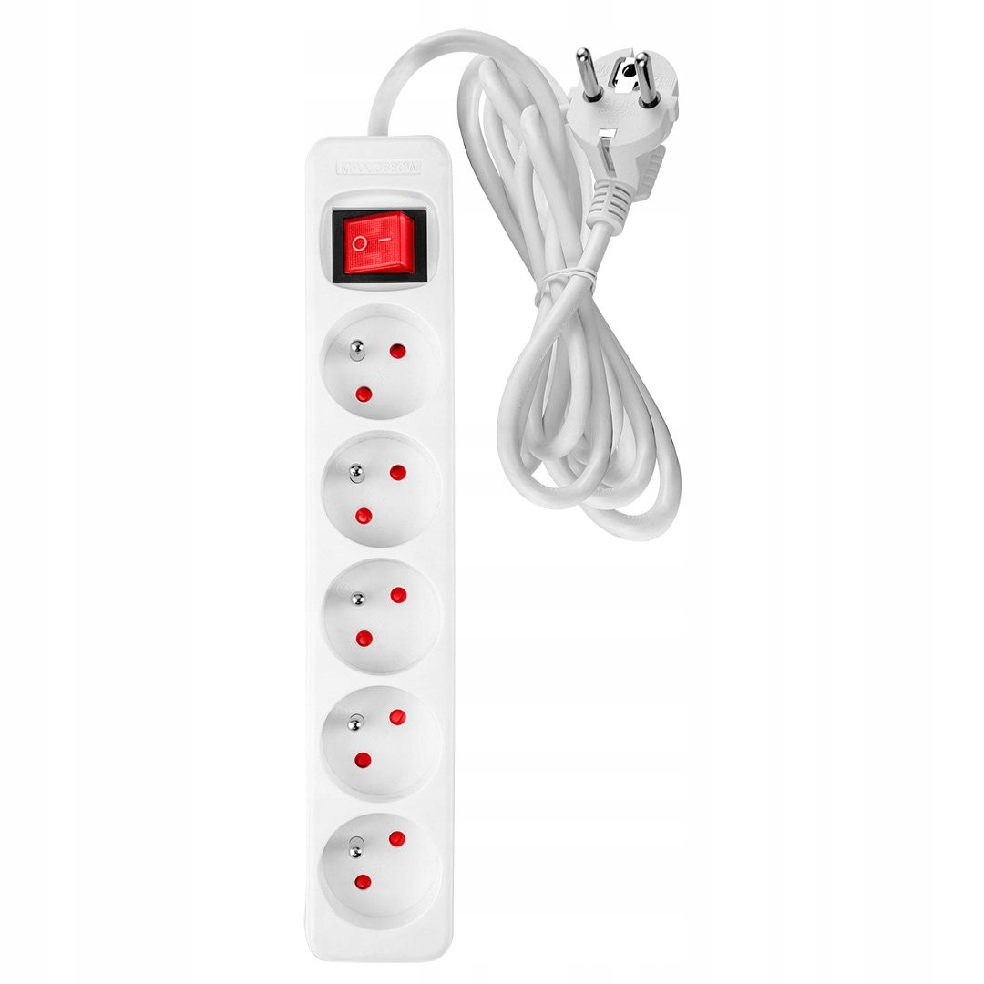 NEO PRZEDŁUŻACZ LISTWA ZASILAJĄCA 5M 3x1.5mm2 5 GNIAZDA WYŁĄCZNIKIEM 90-181