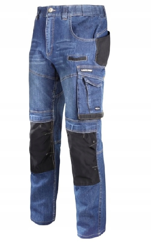 LAHTI PRO SPODNIE ROBOCZE JEANS STRETCH NIEBIESKIE WZMACNIANE L +PASEK