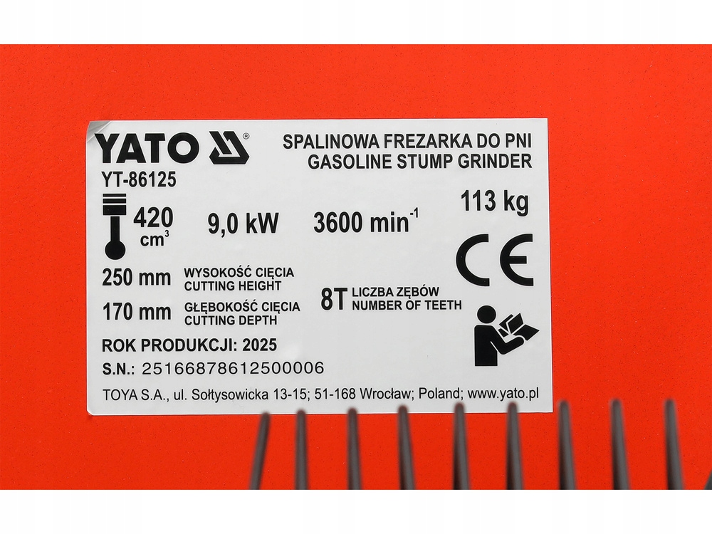 FREZARKA SPALINOWA FREZ DO PNI LONCIN G420F MOC 12.24 KM KARCZOWNIK YT86125