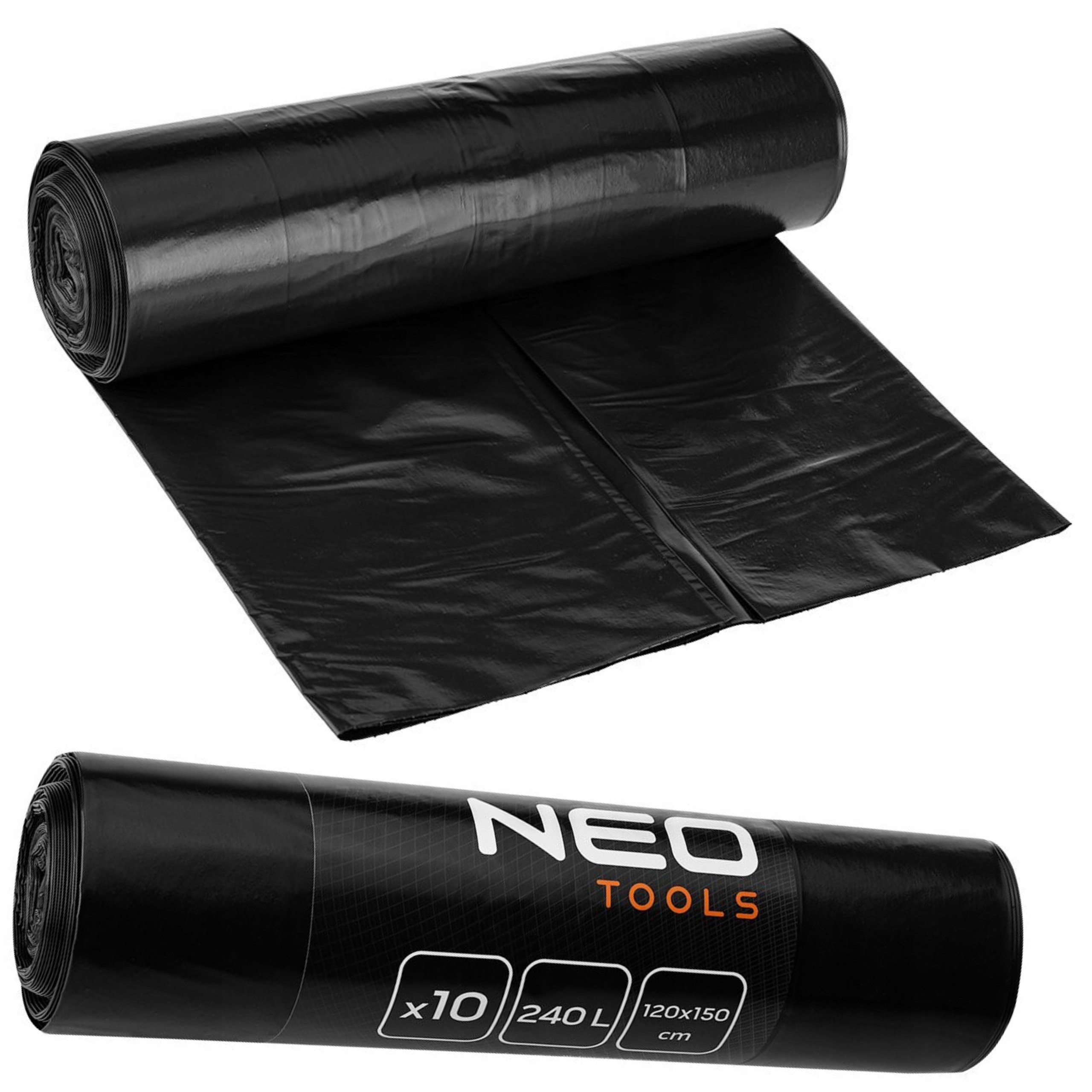 NEO WORKI BUDOWLANE 240 L CZARNE 10 SZTUK 60 MIC 15-989