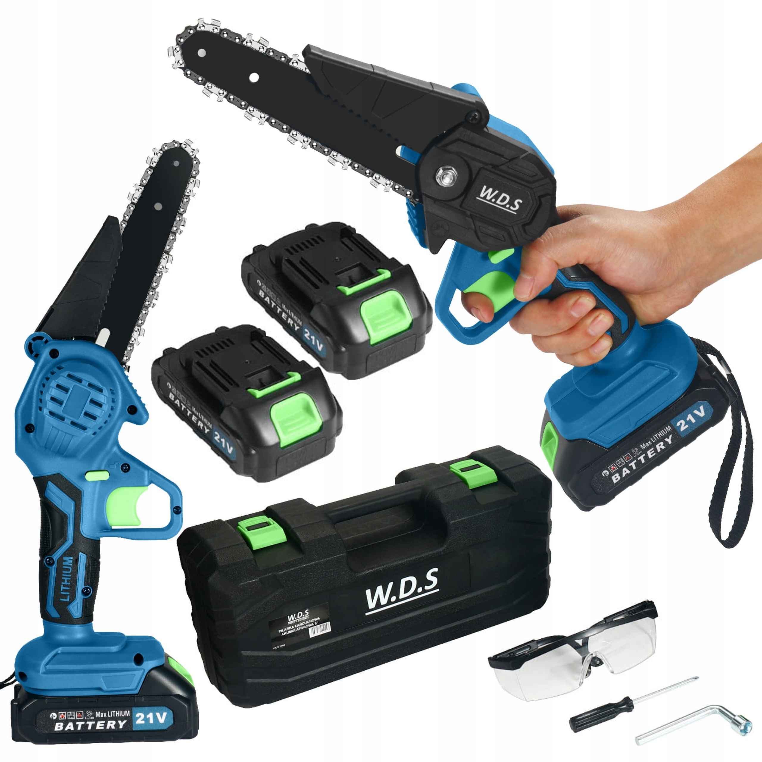 PIŁA ŁAŃCUCHOWA AKUMUL PILARKA SEKATOR 2x AKUMULATOR 21V 6" WALIZKA WDS2301