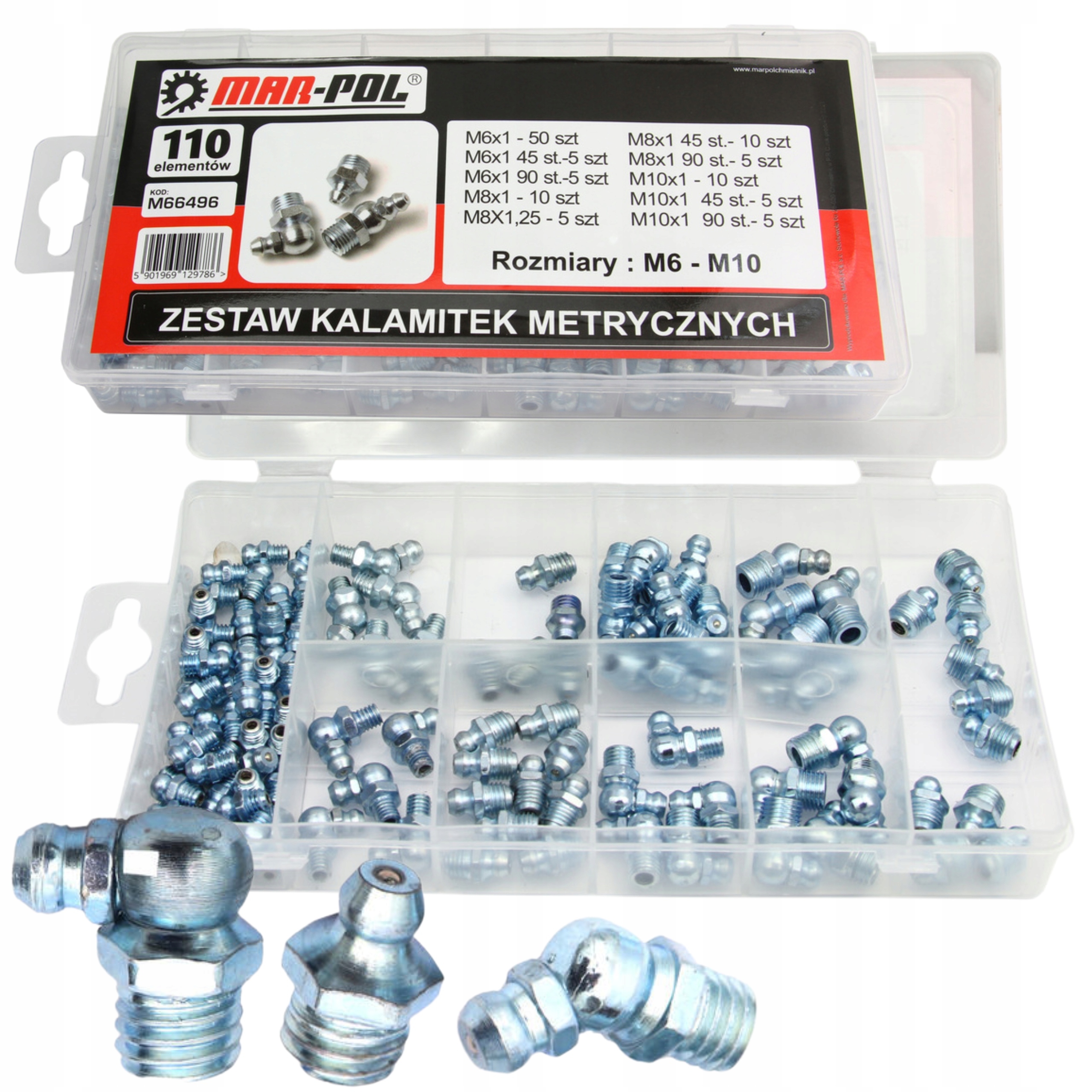 MAR-POL ZESTAW KALAMITEK METRYCZNYCH 110 SZTUK M6-M10 ORGANIZER M66496