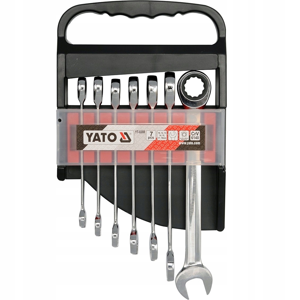 YATO ZESTAW KLUCZE ZESTAW PŁASKO-OCZKOWE GRZECHOTKA 7cz YT-0208 10-19mm