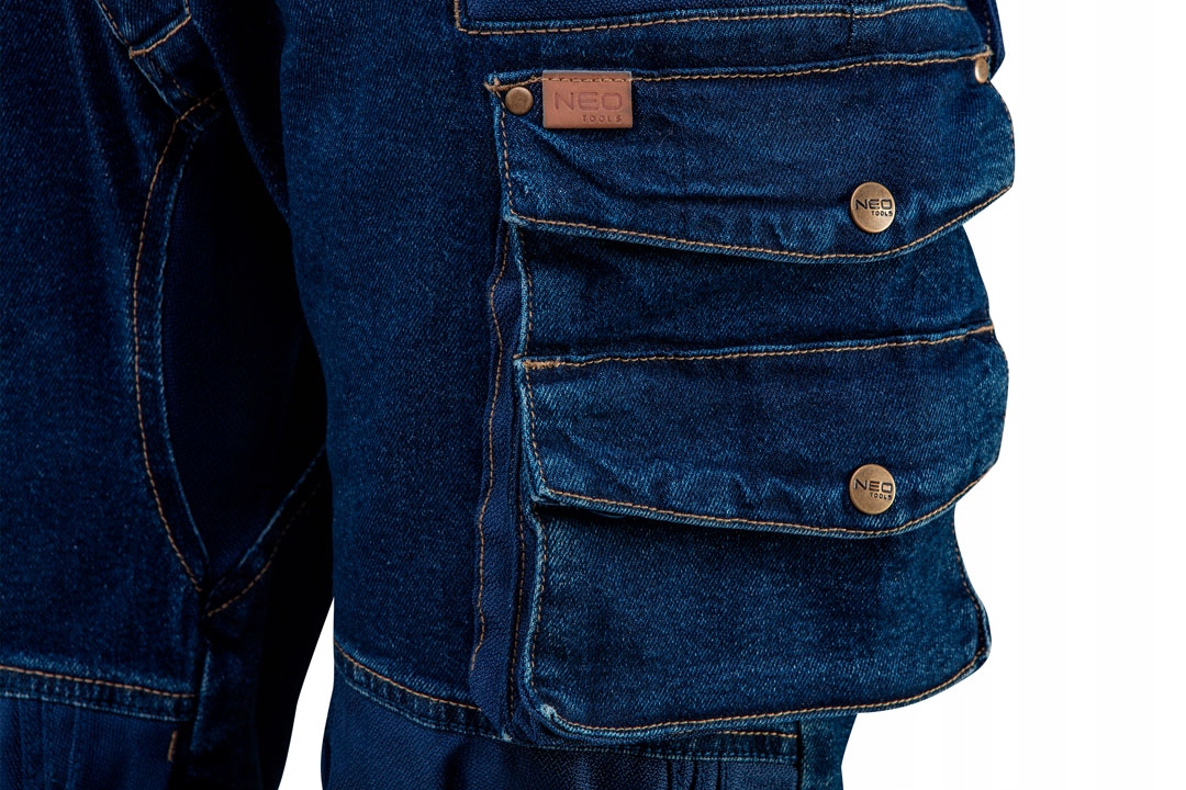NEO SPODNIE ROBOCZE DENIM DO PASA WZMOCNIONE BAWEŁNA OXFORD M/50 + PASEK