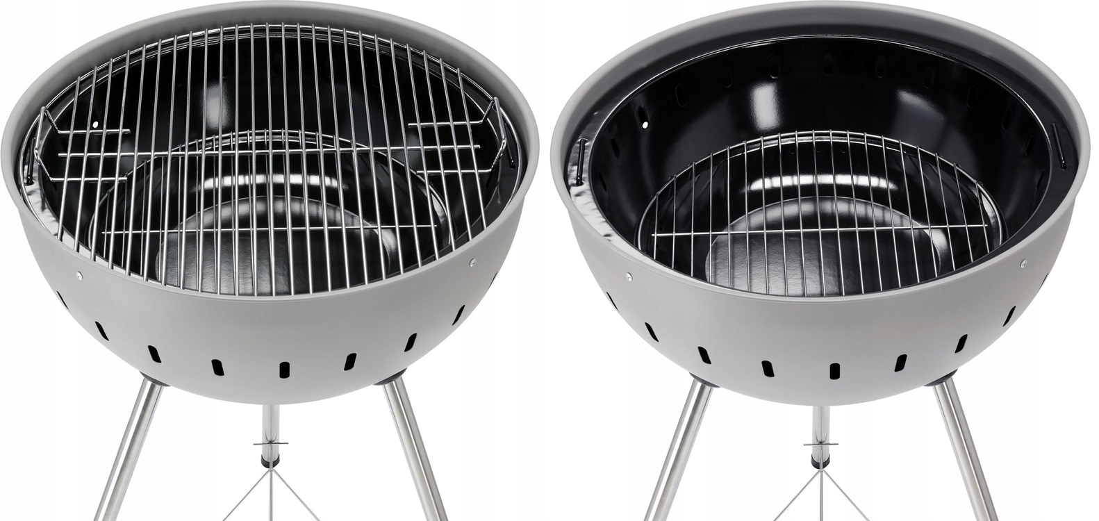 GRILL OGRODOWY WĘGLOWY OKRĄGŁY Z POKRYWĄ RUSZT XXL KÓŁKA POKRYWA 54CM 20301