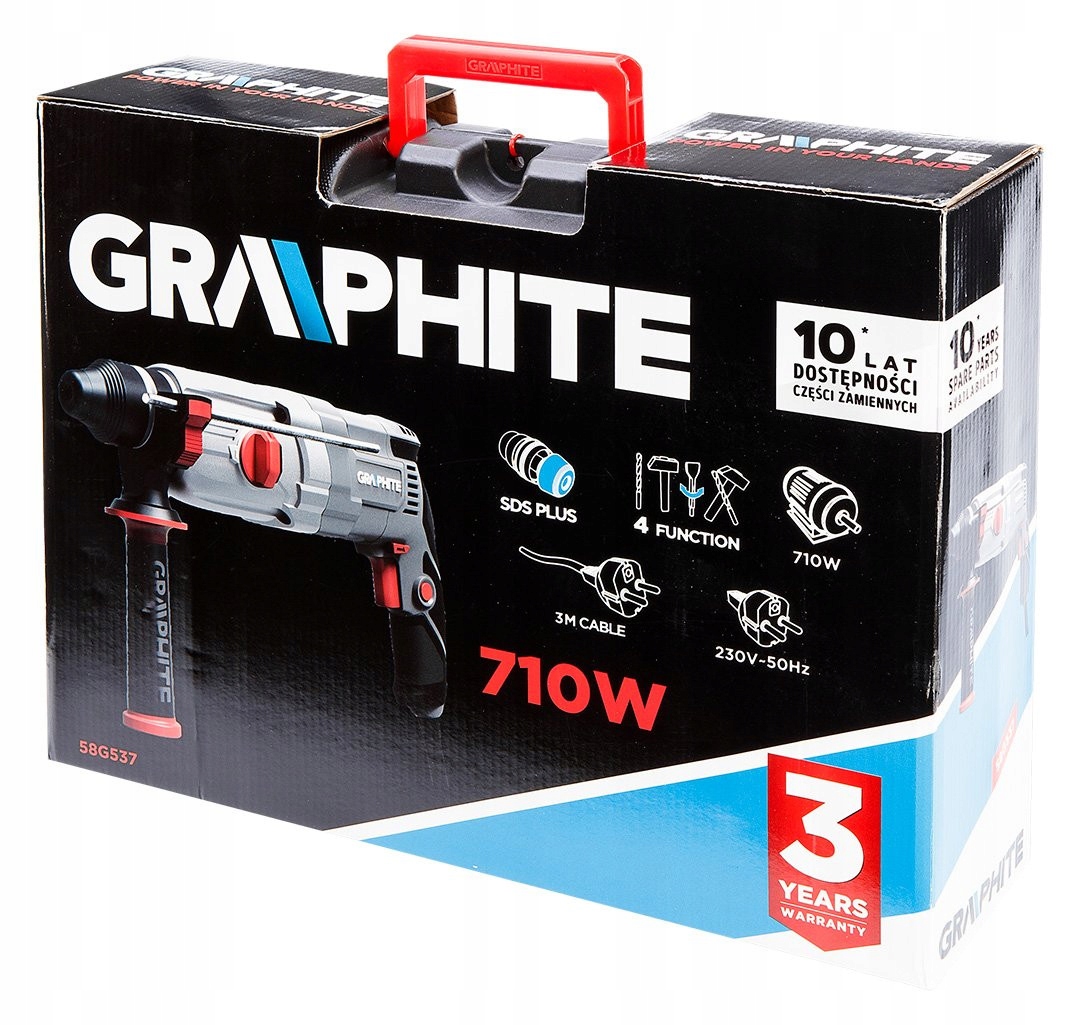 GRAPHITE MŁOTOWIERTARKA MŁOT UDAROWY WIERTARKA SDS+ 710W 2,6J m WALIZKA